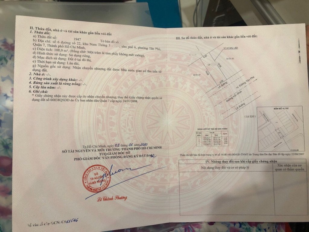 Bán đất nền Nam Thông 3, Phú Mỹ Hưng, 108m2, sổ đỏ, giá: 18 tỷ