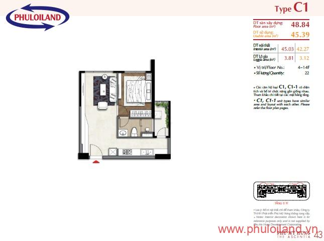 ban re gia goc can ho 1pn The ascentia phu my hung 2 - Bán giá gốc căn hộ 1PN The Ascentia đường Nguyễn Lương Bằng PMH, lầu 6, view biệt thự Mỹ Văn rất đẹp, chỉ 3.45 tỷ