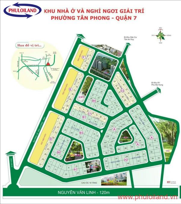 mat bang du an - Bán lô đất nền biệt thự tại Sadeco Nghỉ Ngơi Giải Trí, phía sau SC Vivo City, Quận 7