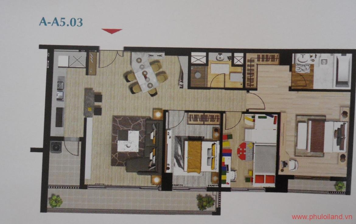 layout can ho ban 1170x738 - Giảm giá bán nhanh căn hộ Green Valley, 120m2, view sân golf, giá 5,5 tỷ, tặng 01 ô xe