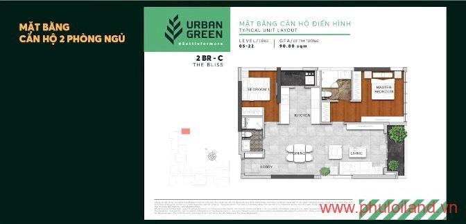 layout can ho du an - Chuyển nhượng nhiều căn hộ Urban Green, giá gốc chủ đầu tư