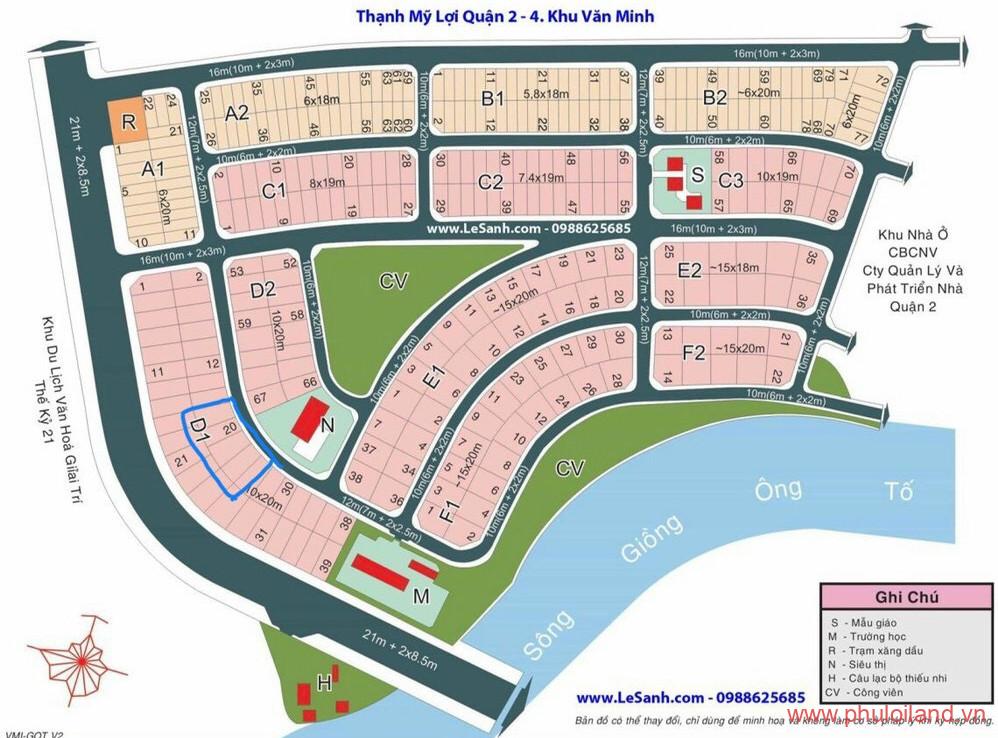 mat bang du an 998x738 - Chuyển nhượng nền đất biệt thự siêu rẻ tại dự án Văn Minh, Thạnh Mỹ Lợi, Tp Thủ Đức