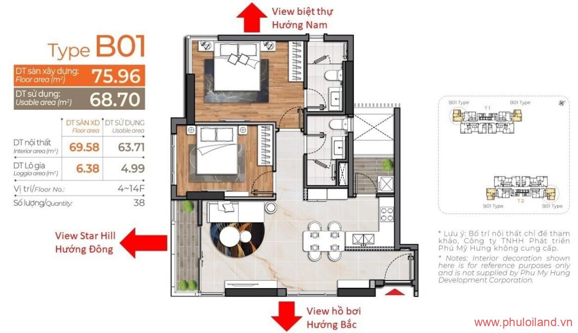 layout bo tri cac phong trong can ho cardinal court can ban 1170x675 - Bán lỗ căn hộ Cardinal Court Phú Mỹ Hưng, căn góc, lầu trung, giá còn 5,750 tỷ