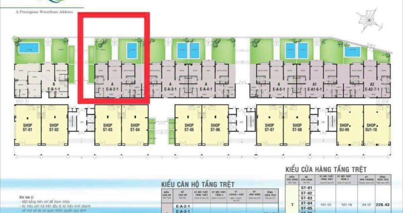 mat bang vi tri can ho ban 6 810x430 - Bán gấp căn biệt thự sân vườn Ground house Riverside Residence, 384m2, giá 20 tỷ