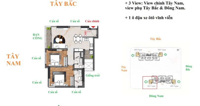 b2.2 810x430 - Bán nhanh căn hộ VIP Cardinal Court PMH, DT 169m2, sân vườn 93m, 2PN 76m2 hướng Đông Nam cực mát mẻ