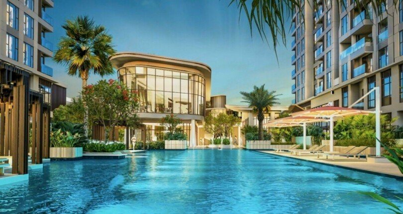 ho boi canh quan 1 810x430 - Bán lỗ căn hộ Cardinal Court 3PN, căn góc, tầng tiện ích view hồ bơi hướng đông nam, chỉ 7.6 tỷ