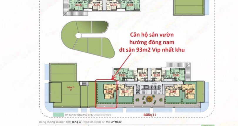 mat bang tang 3 B2.02 810x430 - Bán nhanh căn hộ VIP Cardinal Court PMH, DT 169m2, sân vườn 93m, 2PN 76m2 hướng Đông Nam cực mát mẻ