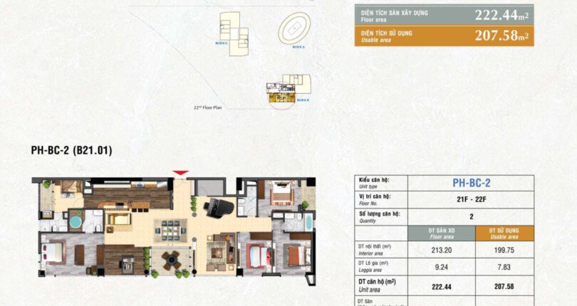 KieuPH BC 2 810x430 - Bán nhanh Penthouse Riverpark Premier siêu hiếm, DT 222m2, nhà thô, view hướng đông nam rất đẹp và thoáng mát