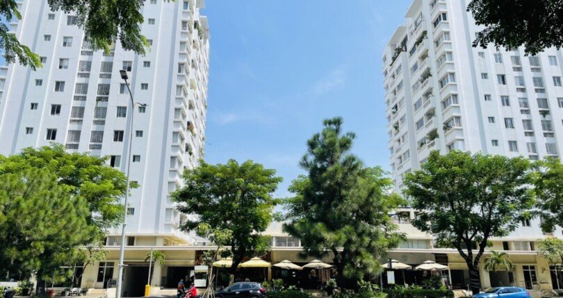 hinh anh khu dan cu my khang quan 7 810x430 - Bán gấp căn hộ Mỹ Khang, lầu cao, căn góc view Đông Bắc hồ bơi không ồn