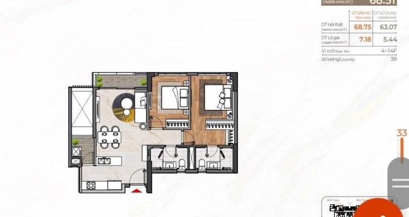 cardinal court layout 810x430 - Bán cặp 2 căn hộ thông nhau Chung cư Cardinal Court Phú Mỹ Hưng giá 12,3 tỷ