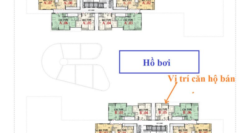 mat bang cardinal court ban 2 810x430 - Bán căn hộ Cardinal Court, 2 phòng ngủ, view hồ bơi, giá 6,570 tỷ