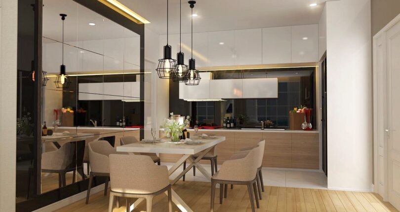 khong gian bep va phong an 810x430 - Bán gấp căn hộ R18 Chung cư Happy Valley, 100m2, đầy đủ nội thất, lầu cao, giá 5,2 tỷ