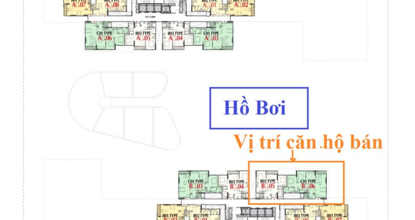 mat bang vi tri can ho ban 2 810x430 - Mua bán cặp căn hộ thông nhau Chung cư Cardinal Court view trực diện hồ bơi giá 15,6 tỷ