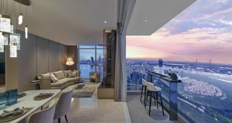 view phong khach can ho toan canh song sai gon 810x430 - Giá mua bán căn hộ Duplex Tháp Opera Chung cư The Metropole Thủ Thiêm t4/2024