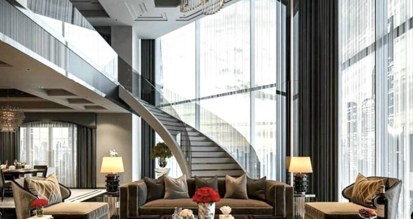 khong gian phong khach sang trong 1 810x430 - Giá mua bán căn hộ Penthouse Tháp A5 Chung cư Eaton Park Thủ Đức T4/2024