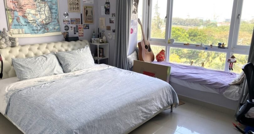 phong ngu nho view song 810x430 - Giá thuê căn hộ 3 phòng ngủ Block D view sông Chung cư Riverside Residence Quận 7 T4/2024