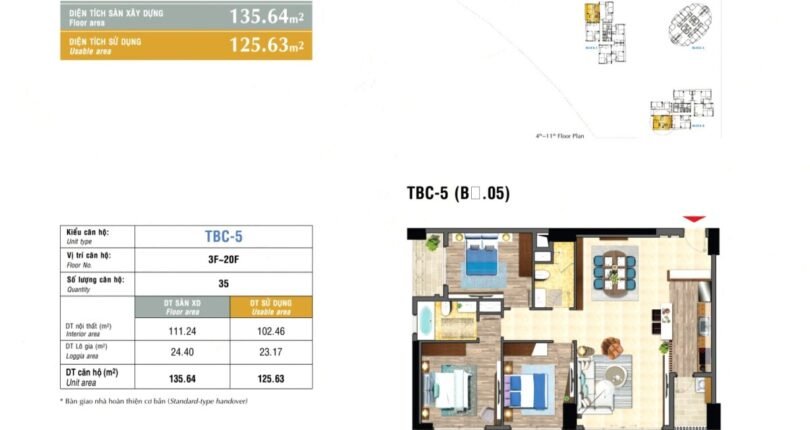 layout can ho ban 810x430 - Bán gấp căn hộ 3pn Riverpark Premier, 135m2, căn góc view sông, đang có hdt 61,2tr/tháng
