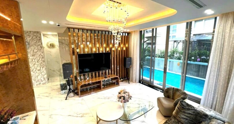 phong khach lien ke ho boi 810x430 - Giá cho thuê nhà Biệt thự nguyên căn 5pn có hồ bơi mặt Đường số 17 Phú Mỹ Hưng Quận 7 T7/2024
