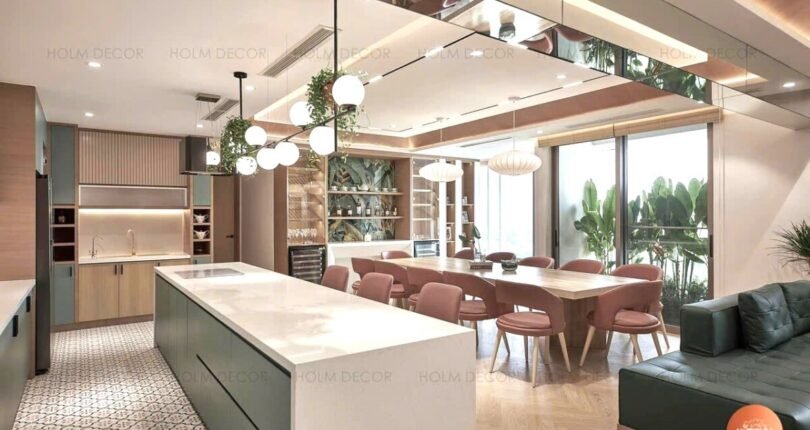 khong gian bep va phong an 810x430 - Bán cặp 2 căn hộ thông nhau D-06,07 Chung cư Midtown The Peak M8 Phú Mỹ Hưng