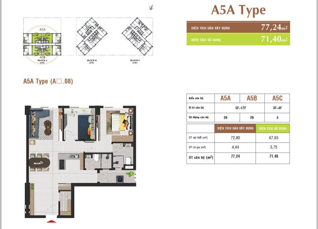 A5A 77m2 2pn 2wc 1024x738 - Bán căn hộ Scenic Valley, 77m2, 2 phòng ngủ, nhà đẹp full nội thất