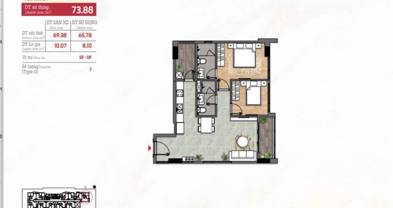 layout can ho 2pn the aurora phu my hung q7 ban 810x430 - Giá mua bán căn hộ 2pn - 10.4 Chung cư The Aurora Nguyễn Lương Bằng Phú Mỹ Hưng Quận 7 T9/2024