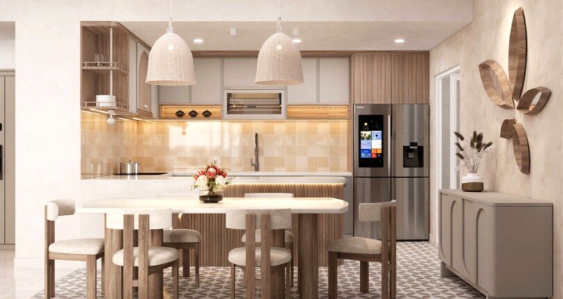 khong gian bep va phong an sang trong 810x430 - Giá mua bán căn hộ 2 phòng ngủ Block A Chung cư Saigon Sport City Thủ Đức T10/2024