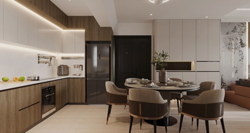 khong gian bep va phong an 2 810x430 - Giá mua bán căn hộ 3pn block H-01 chung cư Happy Valley Quận 7 T12/2024