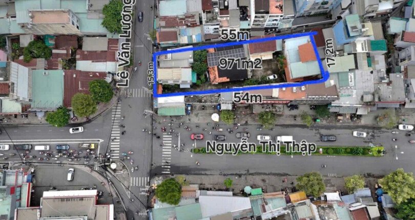 vi tri dat nen ban goc duong nguyen thi thap va le van luong quan 7 810x430 - Giá mua bán đất nền xây dựng tòa nhà văn phòng góc đường Nguyễn Thị Thập Quận 7 T12/2024