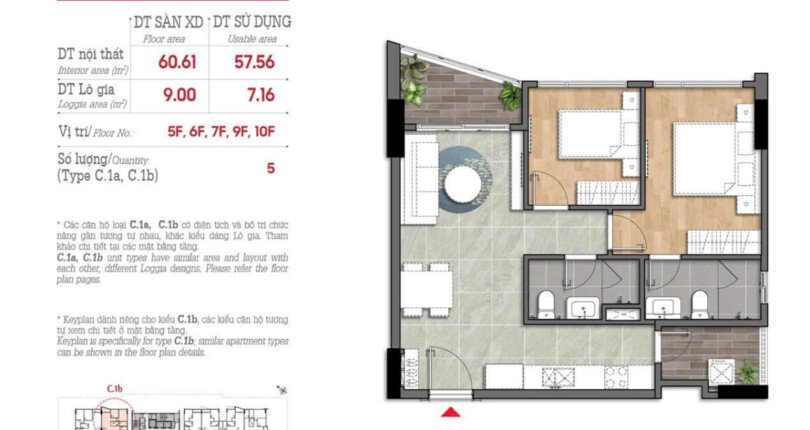 layout can ho ban 810x430 - Giá mua bán căn hộ 2pn chung cư The Aurora Phú Mỹ Hưng Quận 7 T3/2025