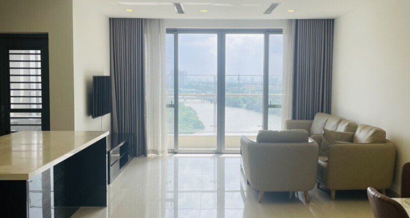 phong khach can ho rong rai truc dien song 810x430 - Giá cho thuê căn hộ 3 phòng ngủ Riverpark Premier Block C lầu cao view sông 45tr/tháng
