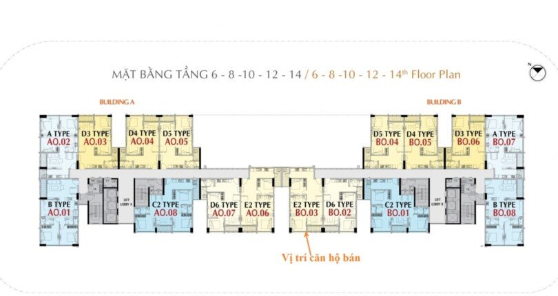 tang 6 8 10 12 14 scaled 1 810x430 - Giá mua bán căn hộ 2 phòng ngủ Block B chung cư Hưng Phúc Premier Quận 7 T3/2025