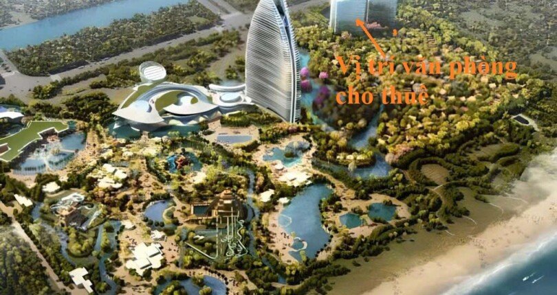 phoi canh vi tri van phong cho thue 810x430 - Giá cho thuê văn phòng nhỏ 18m2 tại Tháp A Vinhomes Green Paradise Cần Giờ T4/2025