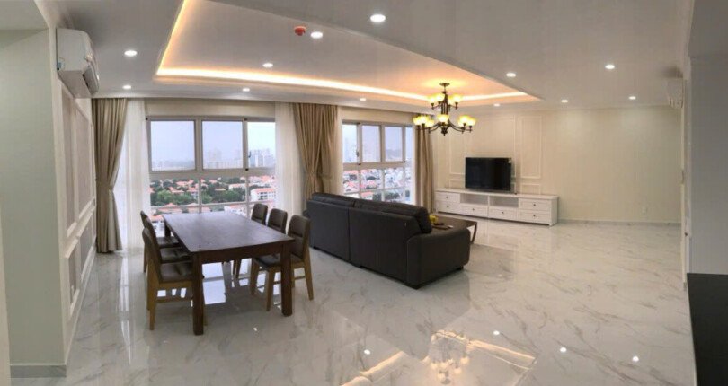 phong khach can ho ban 9 810x430 - Giá mua bán căn hộ 3pn, 135m2 tòa H chung cư Happy Valley Phú Mỹ Hưng T7/2025