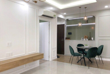 khong gian phong khach 1 385x258 - Giá mua bán căn hộ 2pn view biệt thự có ô xe chung cư Hưng Phúc Happy Residence t12/2025