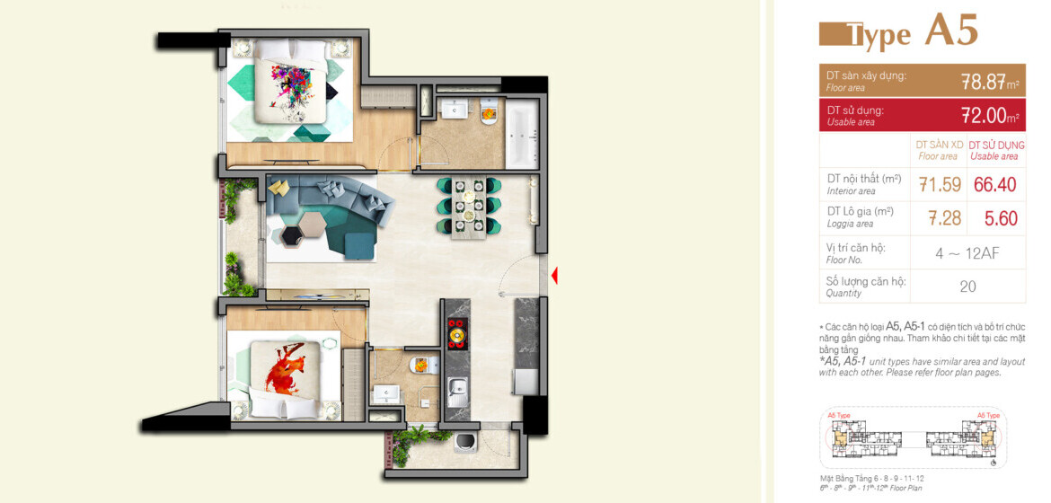 layout can ho ban 1170x560 - Giá mua bán căn hộ 2pn có ô xe tòa A view trong chung cư Urban Hill phường Tân Hưng T12/2025