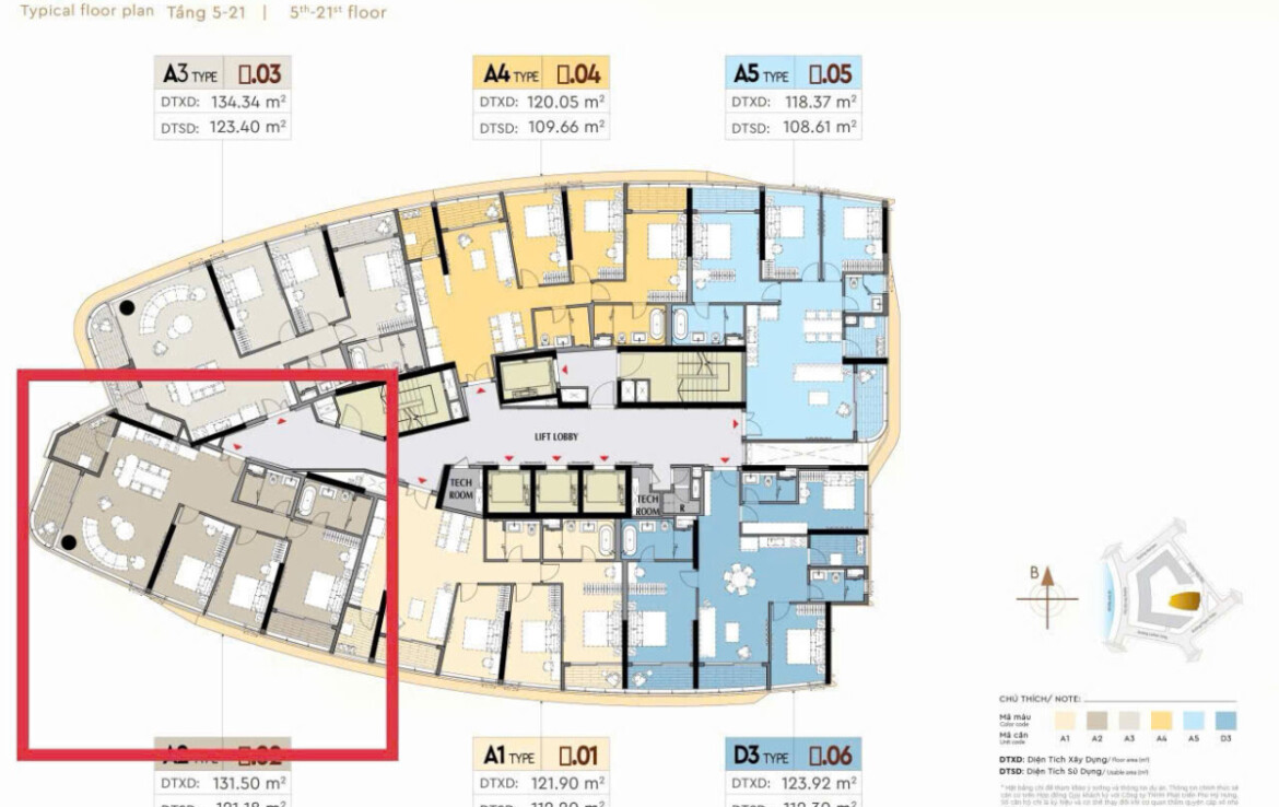 mat bang vi tri can ho ban 13 1170x738 - Giá mua bán căn hộ 3pn số 02 chung cư The Regency phường Tân Mỹ T1/2026