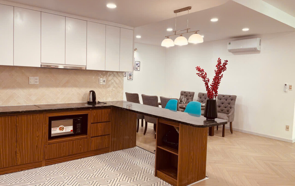 bep can ho can cho thue 1170x738 - Cho thuê căn hộ 118m2, 03pn, chung cư Grand View A, giá 40tr/tháng, nhà mới, đầy đủ nội thất.