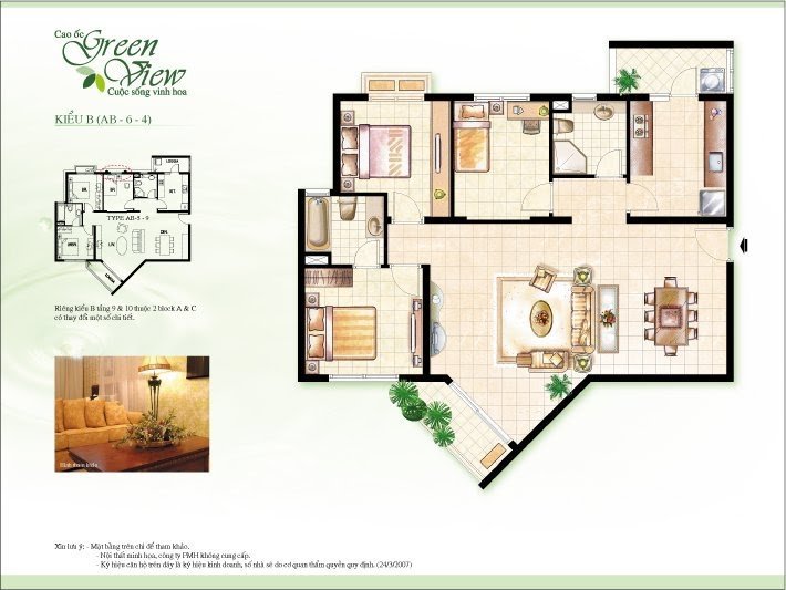 layout bo tri phong ngu va phong khach - Giá mua bán căn hộ 3pn tòa B chung cư Green View phường Tân Mỹ T1/2026