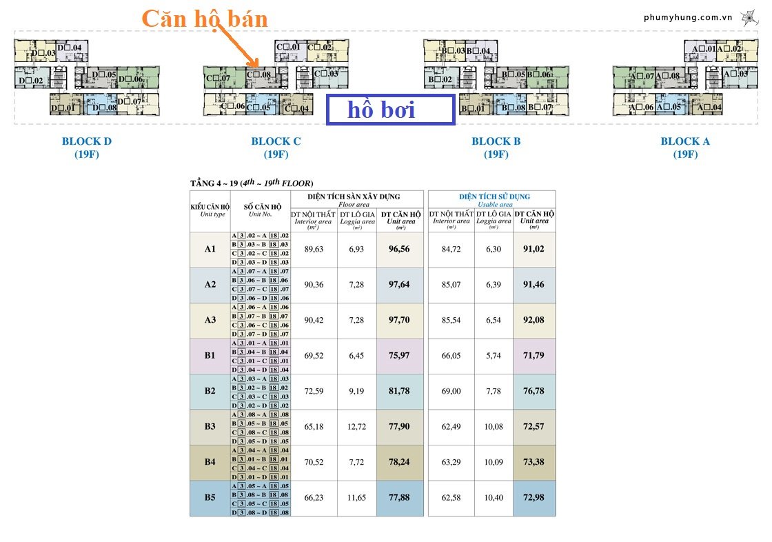 mat bang vi tri can ho ban 5 - Bán gấp căn hộ 2pn tòa C lầu cao, view biệt thự, có ô xe chung cư Hưng Phúc Happy Residence giá 8 tỷ