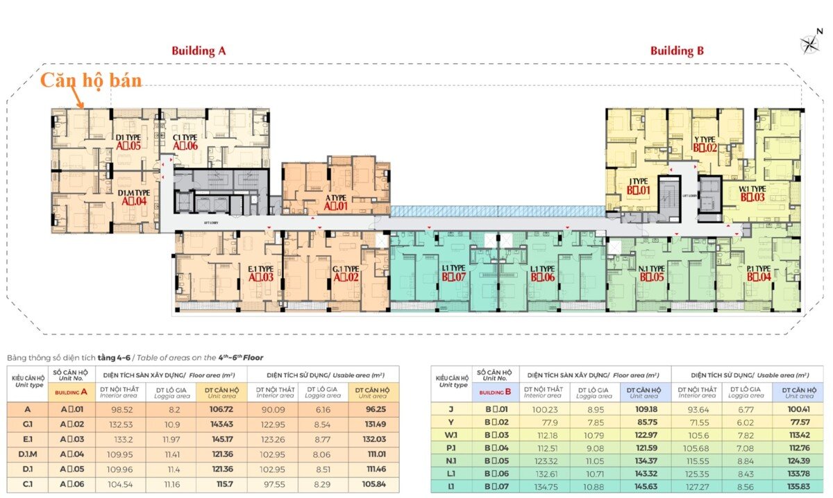 mat bang vi tri can ho ban 1 - Giá mua bán căn hộ 3pn số 05 tòa A chung cư The Horizon phường Tân Mỹ T4/2026