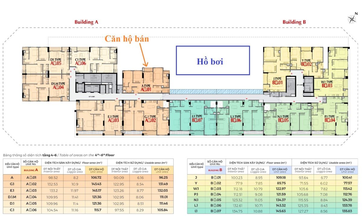 mat bang vi tri can ho ban 2 - Giá mua bán căn hộ 3pn số 01 tòa A chung cư The Horizon phường Tân Mỹ T4/2026