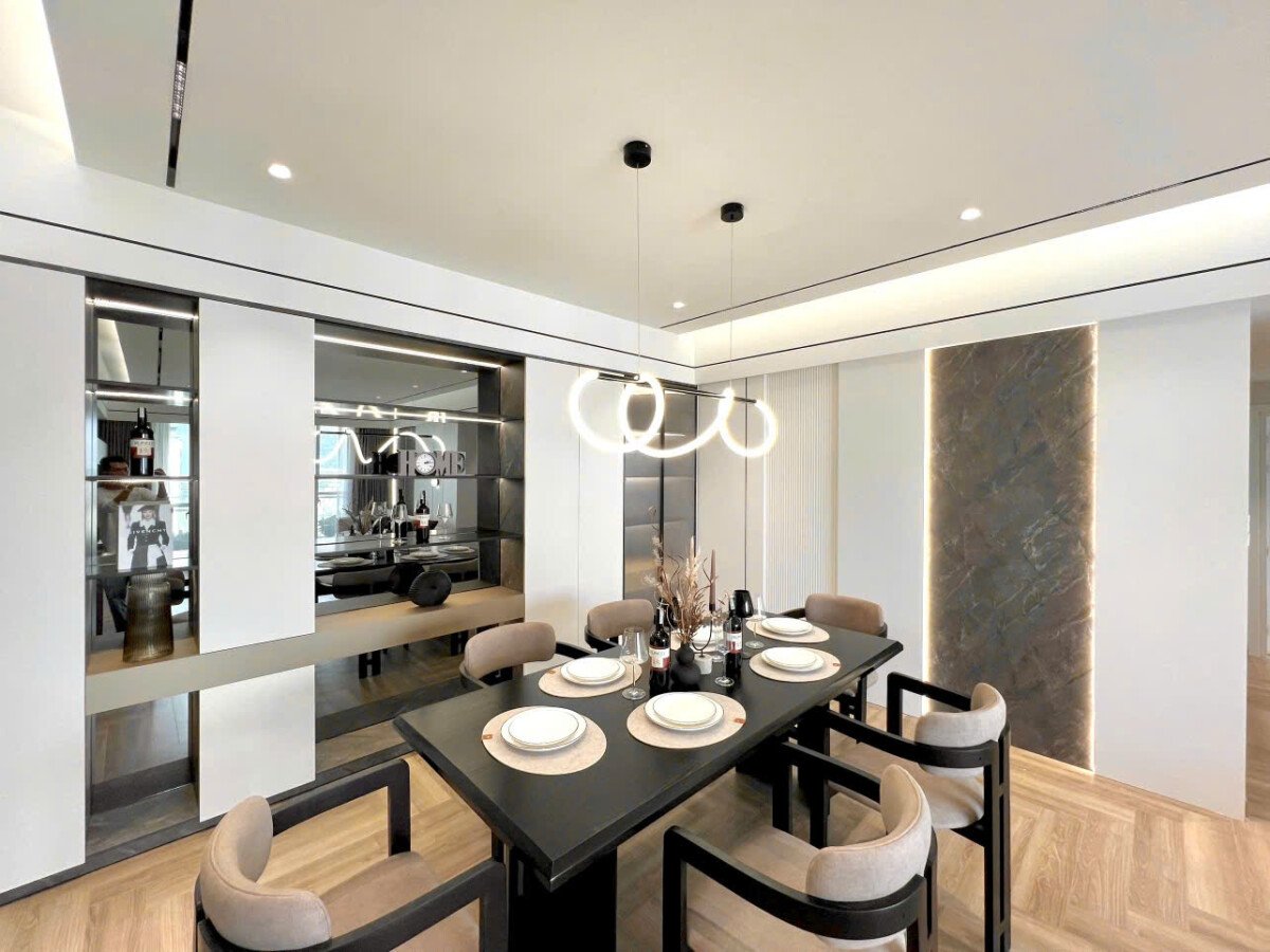 khong gian phong an rong rai 1 - Giá mua bán căn hộ 3pn tòa B chung cư Riverpark Residence phường Tân Hung T4/2026