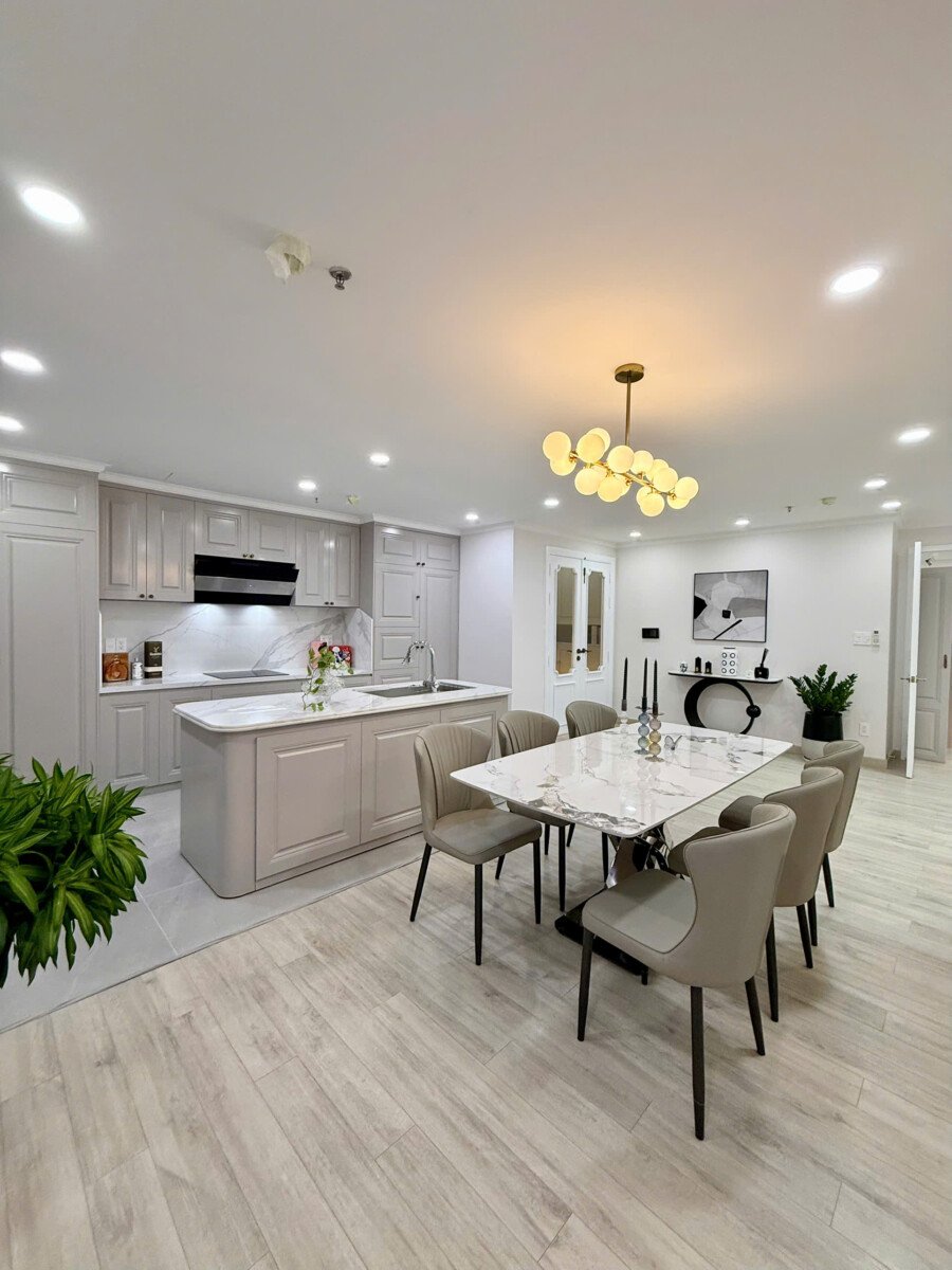 khong gian phong an va bep can ho cho thue - Giá cho thuê căn hộ 3pn view sông tòa B chung cư Scenic Valley 1 phường Tân Mỹ T4/2026