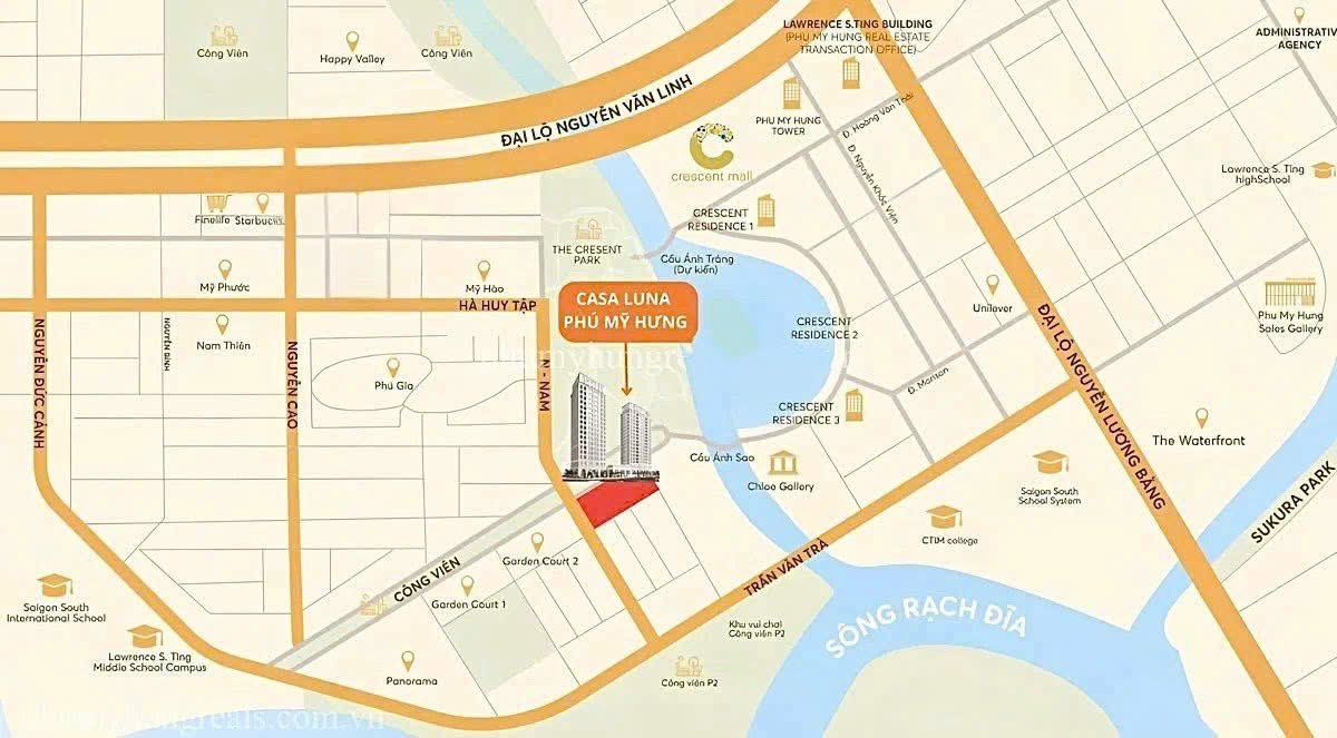 mat bang vi tri chung cu casa luna phu my hung - Casa Luna Ph&uacute; Mỹ Hưng - Điểm nhấn bất động sản si&ecirc;u sang b&ecirc;n Hồ B&aacute;n Nguyệt