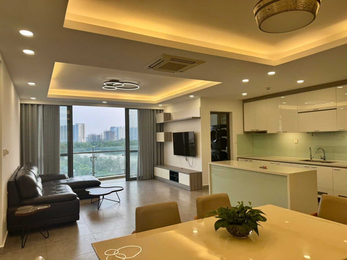 phong khach can ho cho thue 3 - Giá cho thuê căn hộ 3pn số 04 tòa B chung cư Riverpark Premier phường Tân Hưng T4/2026