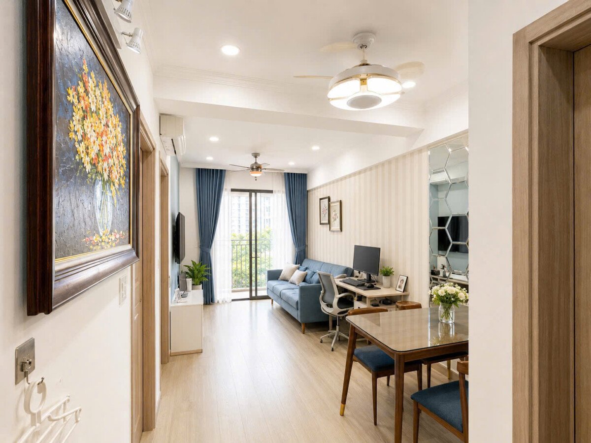 cho thue can ho 65m2 saigon soith 5 - Cho thuê căn hộ Saigon South Residences. DT 65m2 Thiết kế 2 Phòng-2wc- View hồ bơi- nhà đẹp- Giá 15 Triệu/Tháng