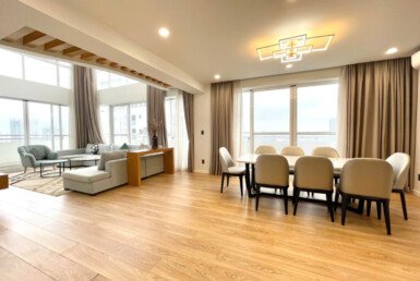 khong gian phong khach va phong an can ho cho thue 385x258 - Cho thu&ecirc; căn hộ chung cư tại Riverpark Residence Ph&uacute; Mỹ Hưng, Quận 7, Hồ Ch&iacute; Minh