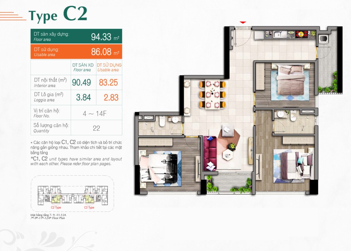 layout can ho 3pn - Giá mua bán căn hộ 3pn tòa A chung cư Hưng Phúc Premier phường Tân Mỹ T6/2026