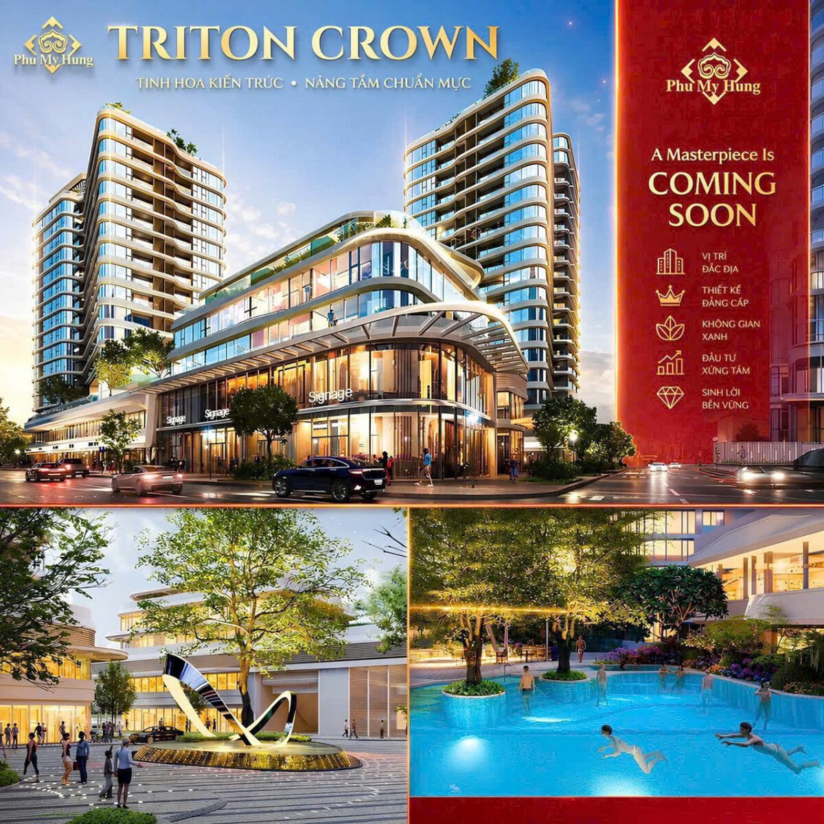 phoi canh tien ich triton crown - Giá mua bán căn hộ 2pn Triton Crown Phú Mỹ Hưng phường Tân Mỹ T7/2026