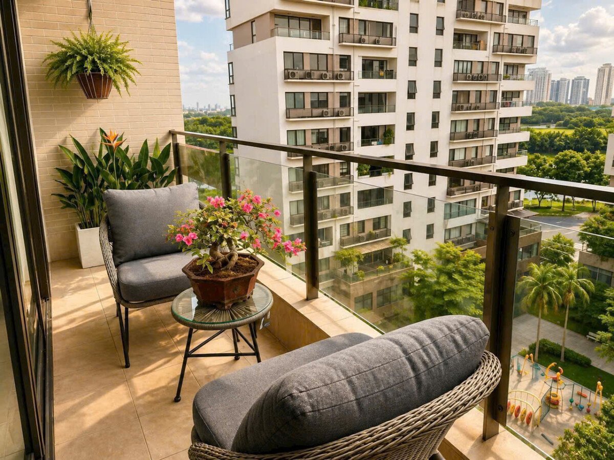 balcony phong ngu can ho - Giá cho thuê căn hộ Tophouse 3pn chung cư The Panorama phường Tân Hưng T8/2026